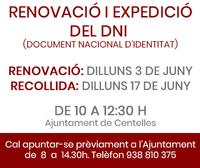 Renovació i expedició del DNI a Centelles