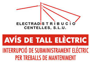Avís d'interrupció de subministrament elèctric per dijous 16 de juliol