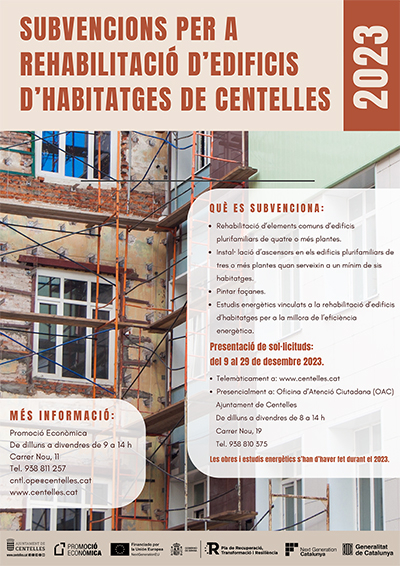 Subvencions per a la rehabilitació d'edificis d'habitatges de Centelles