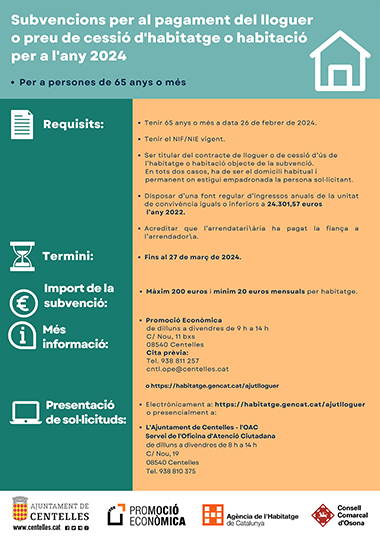 Subvencions per al pagament del lloguer per a persones grans