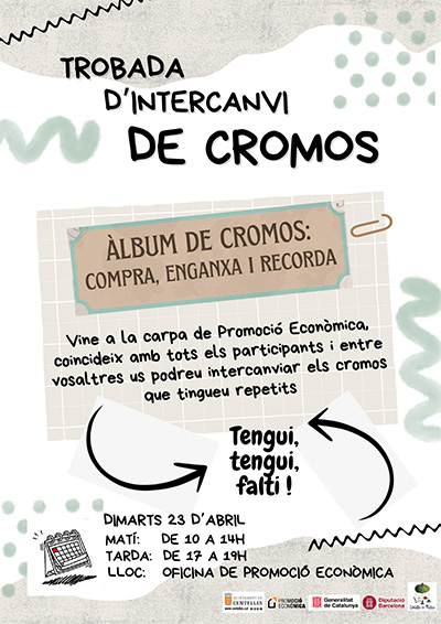 Àlbum de cromos: Compra, enganxa i recorda. Trobada d’intercanvi de cromos