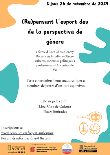 Obertes les inscripcions per la formació (Re)pensant l'esport des d'una perspectiva de gènere