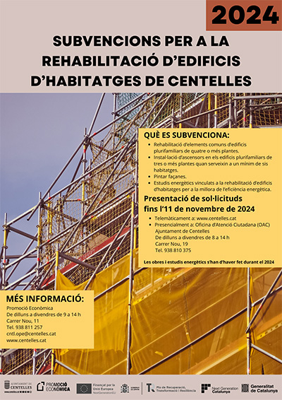 Subvencions per a la rehabilitació d’edificis d’habitatges a Centelles