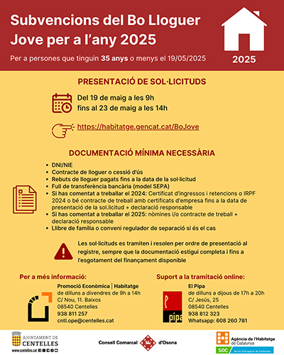 Subvencions del Bo Lloguer Jove per l'any 2025