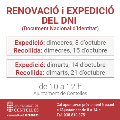 Renovació i expedició del DNI a Centelles