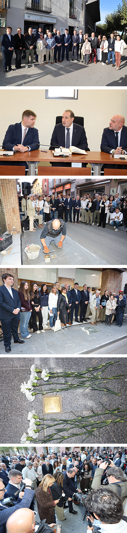 Acte de col·locació de llambordes Stolpersteine en record de dos centellencs deportats