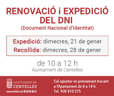 Renovació i expedició del DNI a Centelles