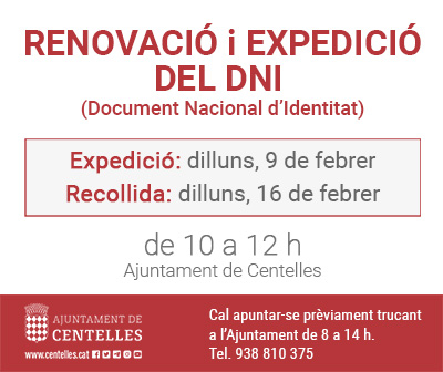 Renovació i expedició del DNI a Centelles
