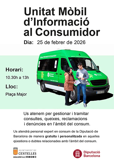 El dimecres 25 de febrer la Unitat Mòbil d'Informació al Consumidor serà a Centelles