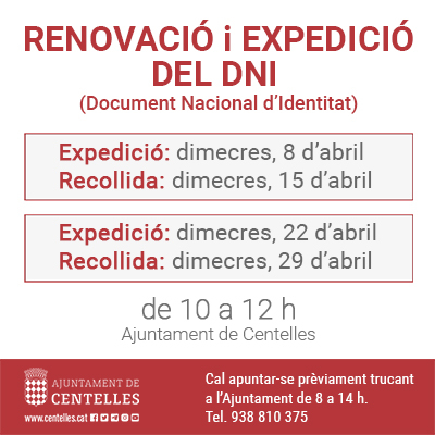 Renovació i expedició del DNI a Centelles