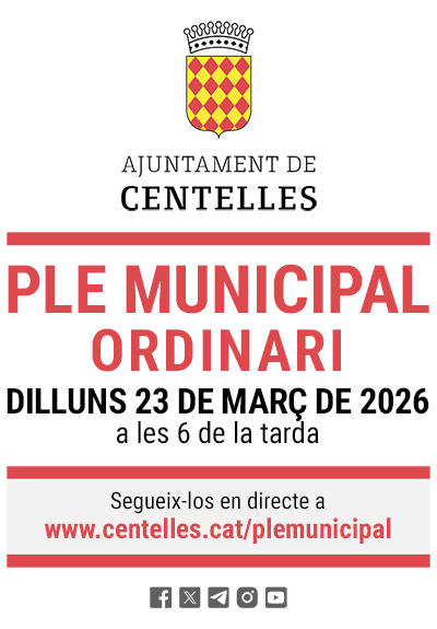 Dilluns 23 de març, Ple Municipal ordinari