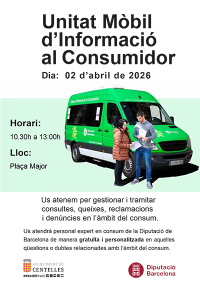 El dijous 2 d'abril la Unitat Mòbil d'Informació al Consumidor serà a Centelles