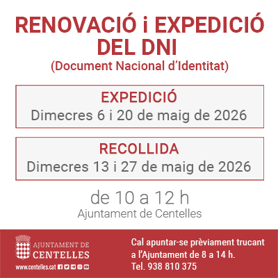 Renovació i expedició del DNI a Centelles