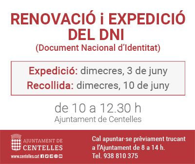 Renovació i expedició del DNI a Centelles