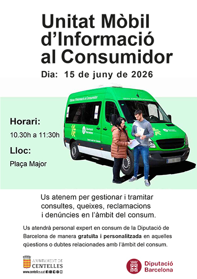 El dilluns 15 de juny la Unitat Mòbil d'Informació al Consumidor serà a Centelles
