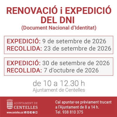 Renovació i expedició del DNI a Centelles