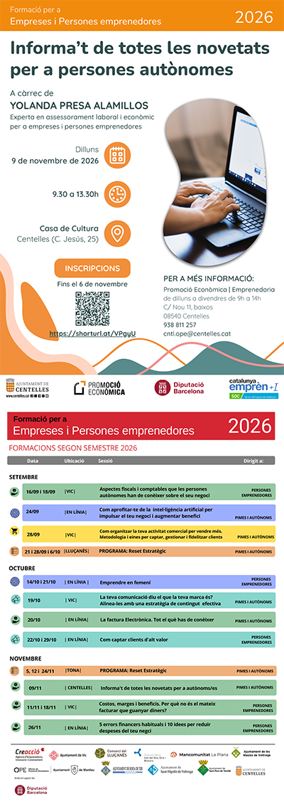 Formacions per a persones emprenedores i empreses