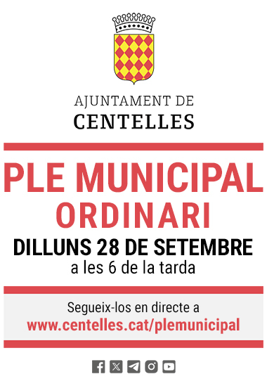 Dilluns 28 de setembre, Ple Municipal ordinari