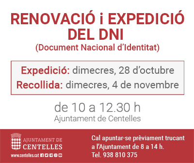 Renovació i expedició del DNI a Centelles