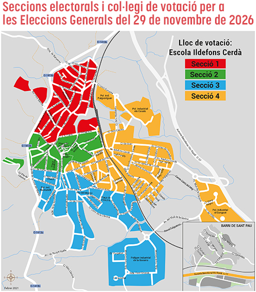Seccions electorals i col·legi de votació per a les Eleccions Generals del 29 de novembre de 2026