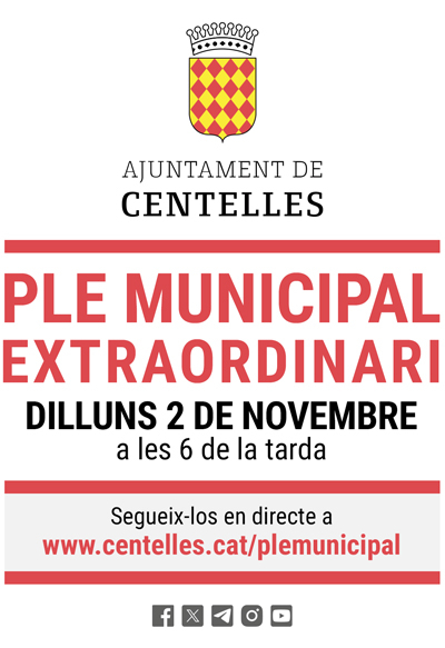 Dilluns 2 de novembre, Ple Municipal extraordinari